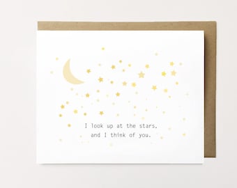 Long distance card, Long distance relationship card, Long distance anniversary card, Thinking of you card, Moon and Stars Card, Love card