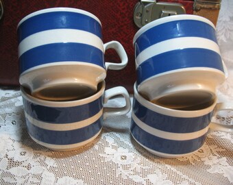 Blue and white year 70 England mugs
