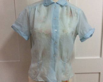 1950’s Vintage Baby Blue Blouse