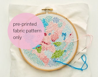 printed fabric embroidery pattern ~ 'Small world 1' ~ White background