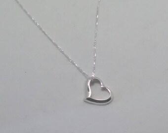 925 Sterling Silver Floating Heart Necklace