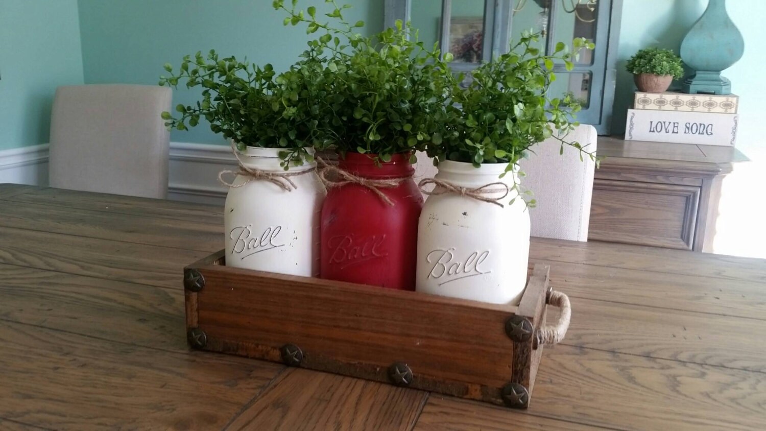 Mason jar centerpiece Mason Jar table decor Rustic Mason