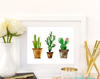 Cactus Art Gift for Her Cactus Printable Gift Watercolor Cactus Print Cactus Decor Instant Download Printable Home Decor Succulent