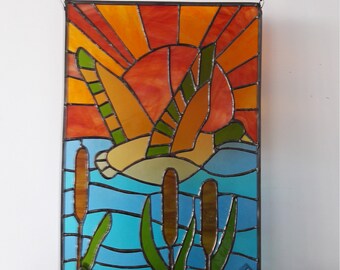 Large stained glass blue and orange