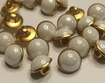 10 metal pearl white shank buttons, 11 mm (B 13)