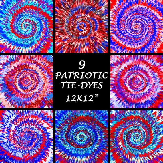 Tie Dye Digital Paper in Patriotic Red White & Blue 4th of
