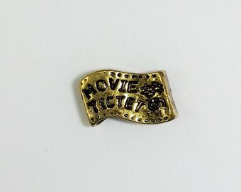 1 PC - Movie Theater Ticket Gold Charm for Floating Locket F0070