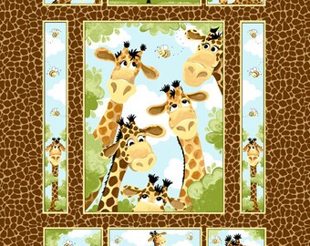 Zoe the Giraffe Quilt Panel 36" from Susybee SB20255-280 - juvenile susy bee cotton woven fabric character children kids cartoon safari