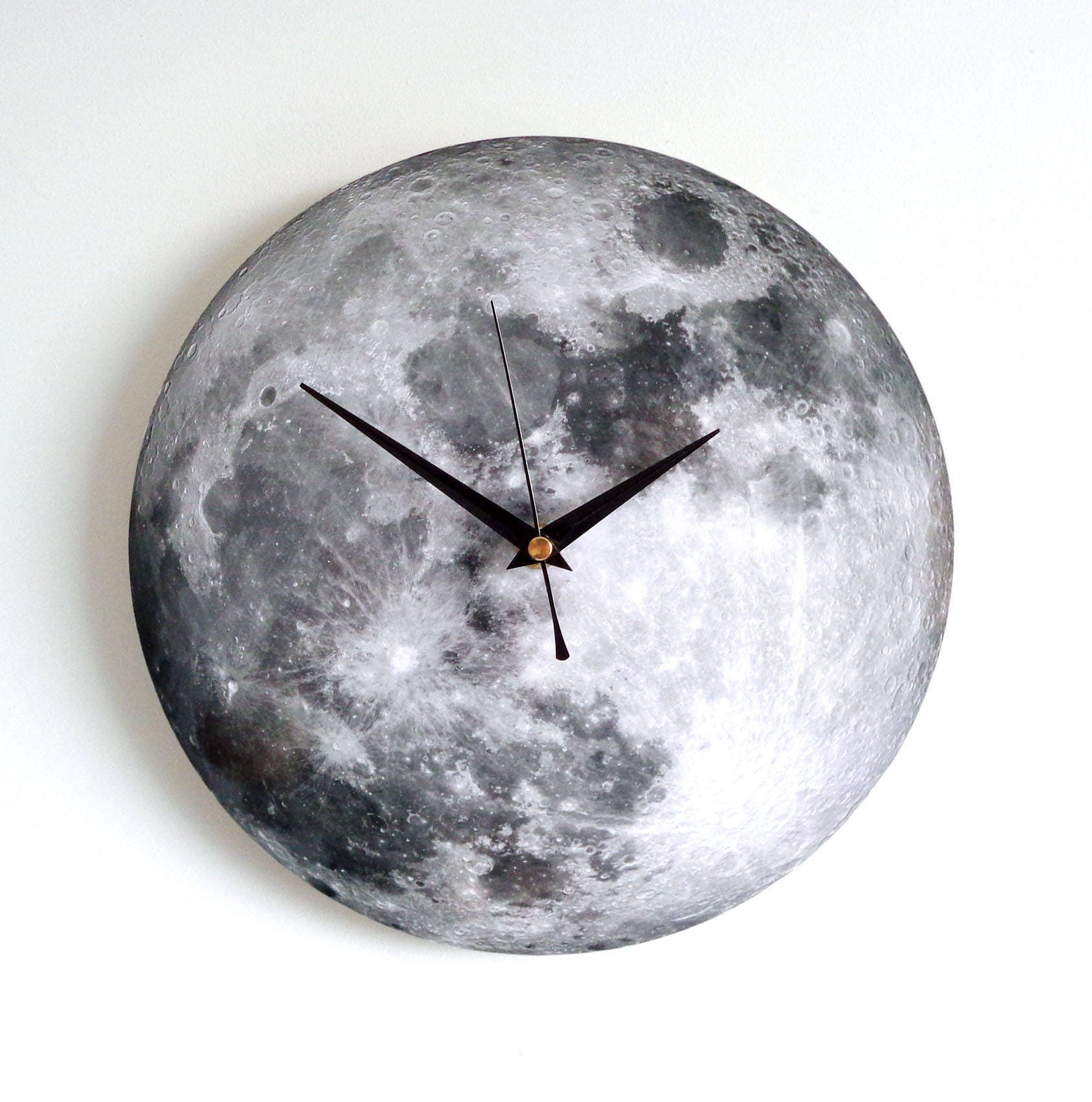Moon Wall Clock Decoupage Photo Clock Space Clock Black