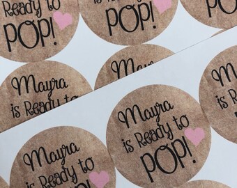 Ready To Pop Stickers. Custom Stickers. Sticker Label. Baby Shower. Baby Shower Stickers. Ready to Pop. Ready to Pop baby shower. 20 STICKER