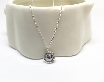 Hematite necklace, 925 sterling silver hematite pendant, silver hematite necklace, silver hematite jewellery, sterling silver pendant