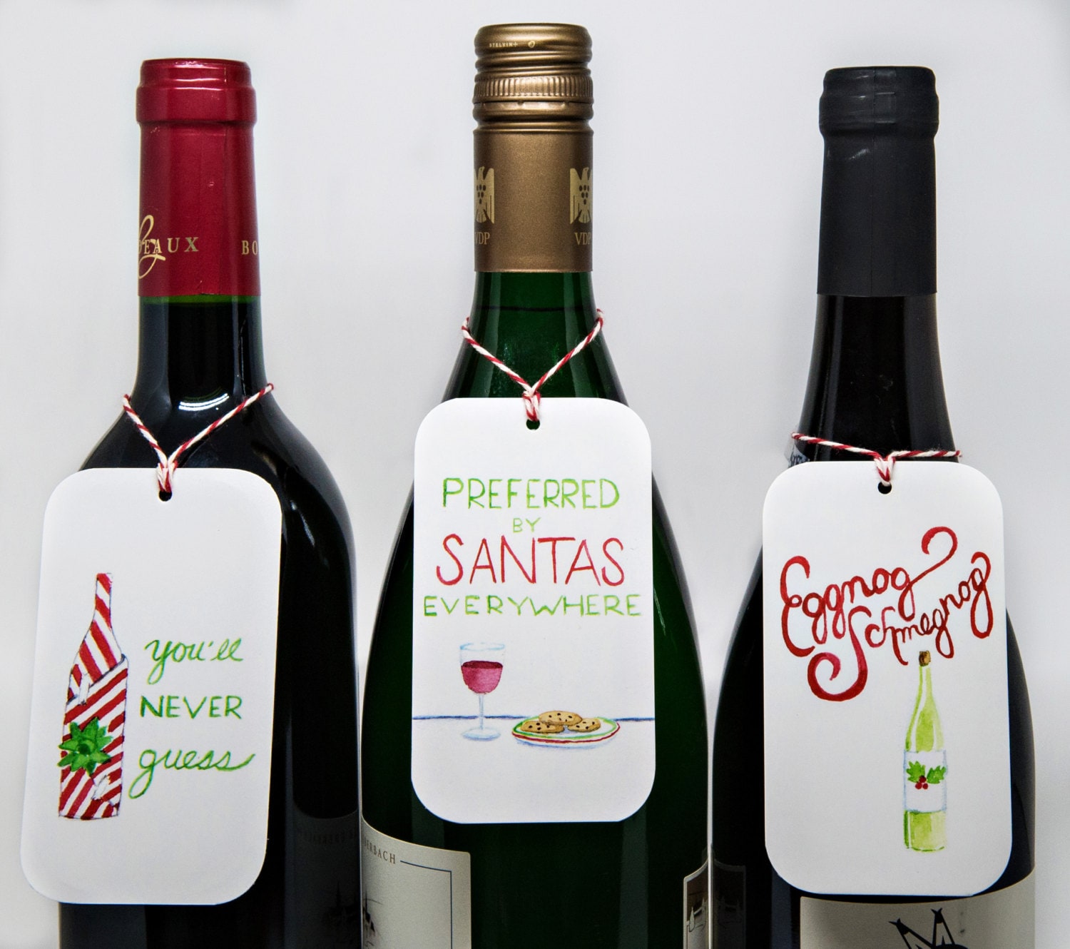 Christmas Wine Bottle Gift Tags set of 6