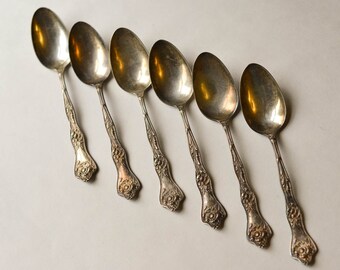 Silver Plate Spoons Poppies II Silver Plate Spoon Set of 6 1914 Silver Plate