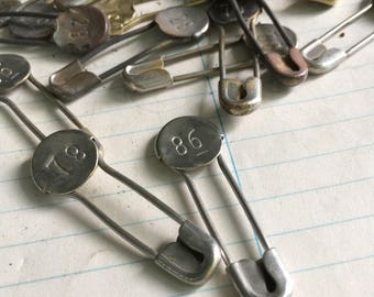 Metal Laundry Pins - choose the quantity - locker basket pins - numbered pin - laundry numbered safety pins