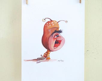 original illustration "Hat 13" (oil on paper painting)