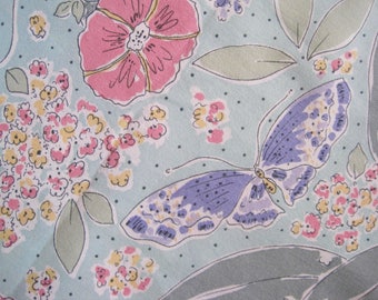 Vintage Fabric, French Florals, Sheet Fabric, Quilting And Patchwork Fabric, Sewing Project, Butterfly Fabric, Vintage Sheet Fabric, Vintage