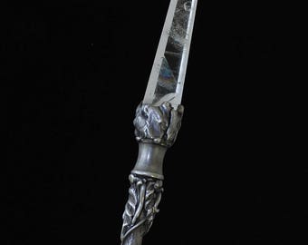 Abundance Prosperity Love Power Magic Wand clear quartz rose quartz healer tool spell casting alter ceremonial , magical Darlene Musser