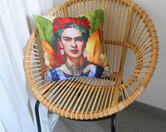 Housse de coussin motif Portrait "Frida Kahlo" No 1