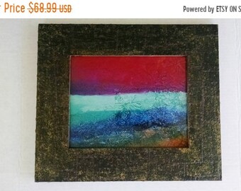 TAX TIME 20% OFF Sunset with Frame, Framed Beach Print, Mixed Media Print, Ocean Print, Beach Print, Colorful Beach Print, Ocean Art Print,