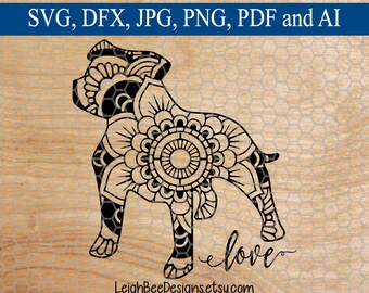 Staffordshire Bull Terrier SVG, Staffordshire Terrier Mandala svg, Mandala, Dog Mandala, Mandala svg, Dog SVG, Commercial Use SVG, Cut File