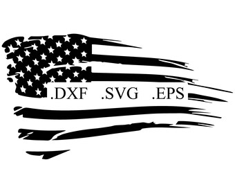 Distressed American Flag Vector Cut File (DXF, SVG, EPS)
