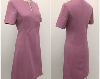Vintage 1960s Dusty Purple Short Sleeve Dress | Space Age