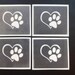 Paw in heart stencils for etching on glass dog animal Crufts hobby commerative