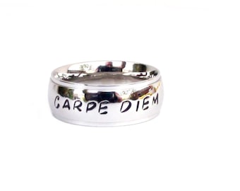 Carpe Diem- Ring Hand stamped jewelry Inspirational carpe diem jewelry seize the day
