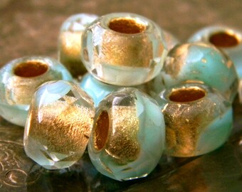 Winter Palace (10) -Czech Glass Large Hole Rondelles 12x8mm
