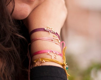 Dainty Star Bracelet. Adjustable Cord Bracelet. Star Cord Bracelet. Minimalist Bracelet. Bohemian Star Bracelet. Friendship Bracelet. Star