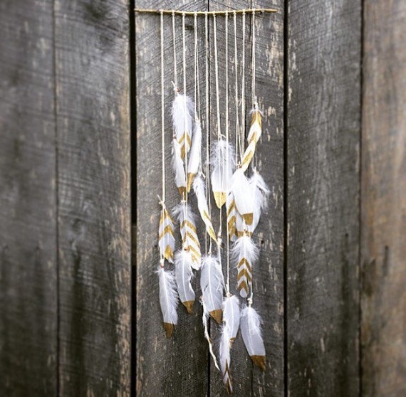 Gold Dipped Feather Wall Hanging
