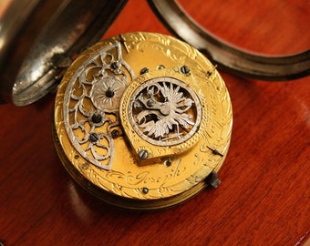 Antique 18th Century Verge Fusee Sterling Silver Pocket Watch - Habsburg Crest