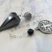 St.Francis Hematite Pendulum, Patron Saint of Animals, Sterling Chain, Gray Agate, Grounding ,Protection Stone, Aura Cleansing Agate