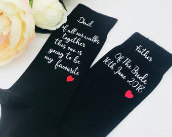 Father Of The Bride Socks, Of All Our Walks This One Is My Favourite, Wedding Socks, Personalised Socks, Groom Socks, Wedding Gift