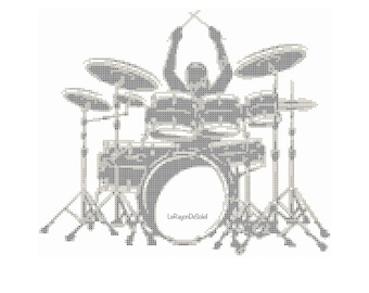 Drums cross stitch pattern, instrument cross stitch pattern, PDF instant download.