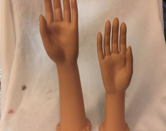 Vintage lot of 2 Jewelry display hands prop ring holder, weighted display 1atk