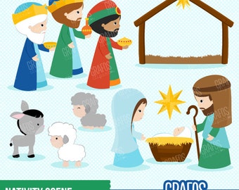 NATIVITY SCENE - Digital Clipart Set, Wise Men Clipart, Nativity Clipart, Christmas Clipart.