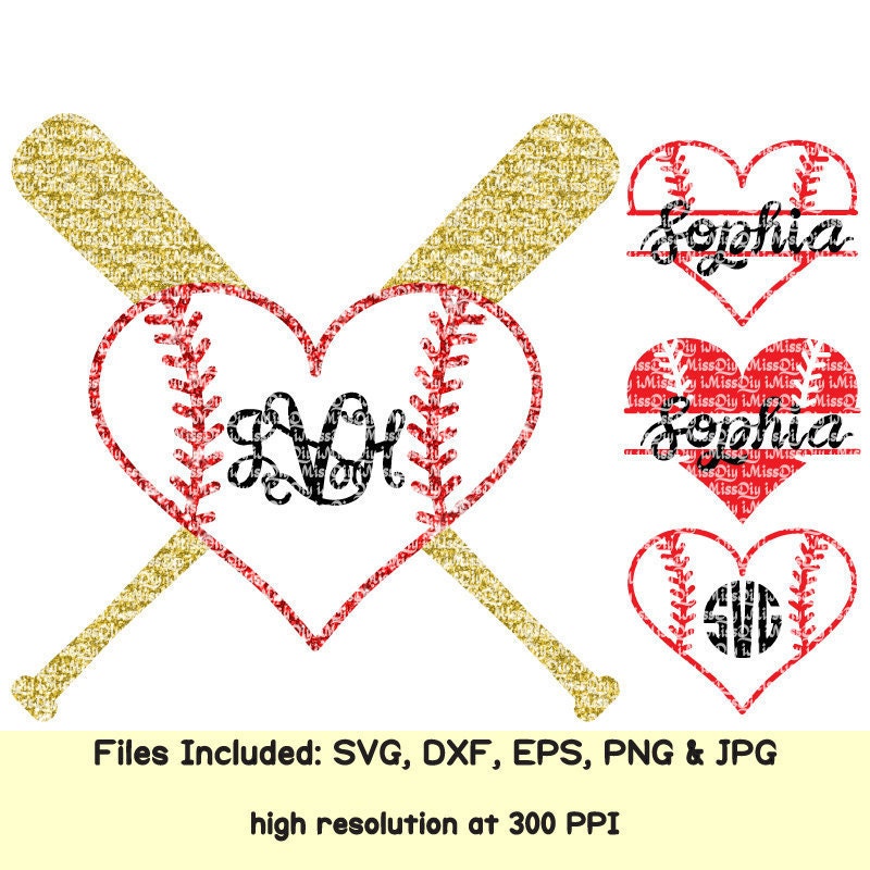 Download Love Softball Baseball svg Heart svg stitches laces mom bat