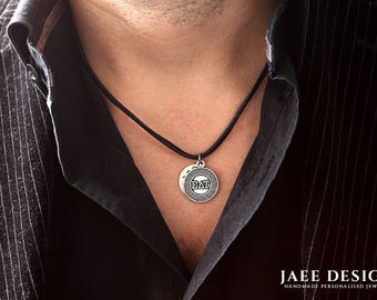 Personalized necklace - Leather necklace for men - Statement necklace - Custom necklace - Personalized mens gift - Anniversary husband gift