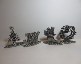 Vintage Pewter Place Card Holders