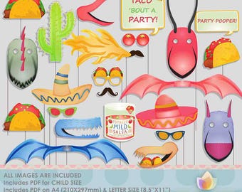 Dragons Tacos Photo Booth Props for Tacos Dragons Party