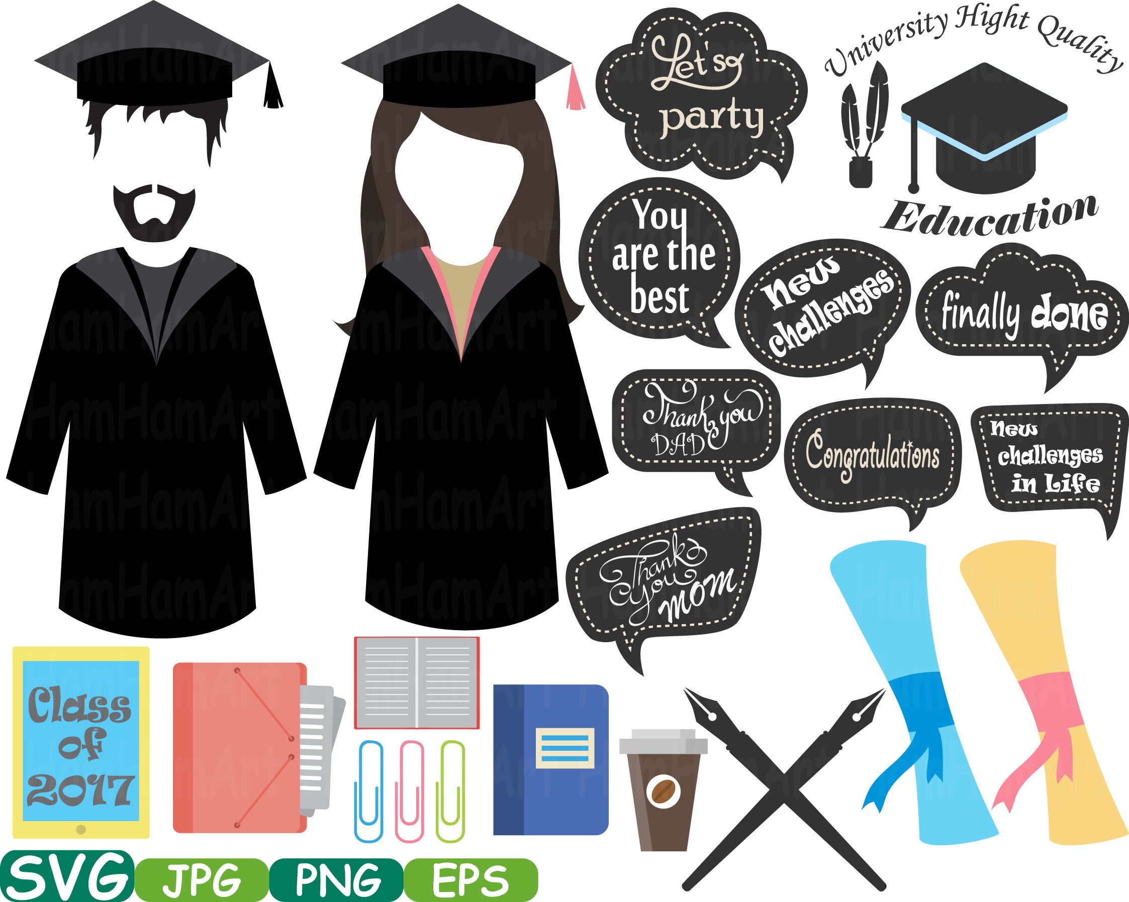 Download Graduation Photo Booth Props Silhouette Costume Cutting Files