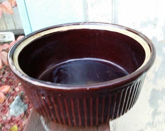 On Sale Marcrest Daisies and Dots Large Casserole Serving Dish or Mixing Bowl Collectible Brown Pottery