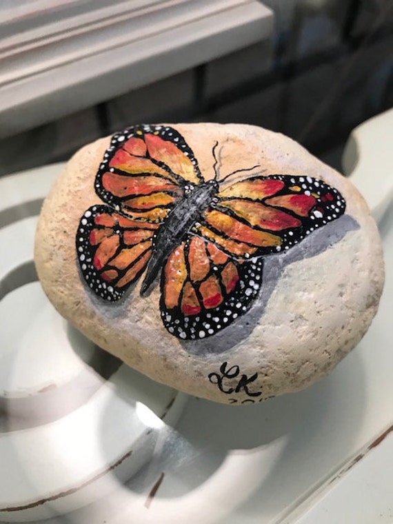 Painted Butterfly Rock Painted Rocks Custom Rocks Rock Art