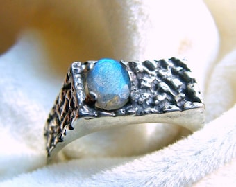 Faceted Labradorite Men's Ring in Sterling Silver