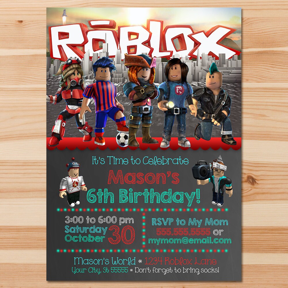 Roblox Birthday Invite Chalkboard Roblox Invitation