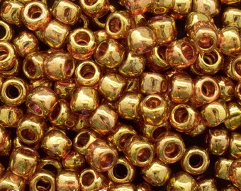 6/0 Toho Seed Beads - Gold Lustered Transparent Fuchsia - 3701 - Color # 6-421 - 16 Grams