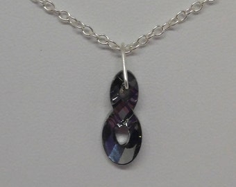 Sterling Silver Swarovski Crystal Silver Night Infinity Necklace