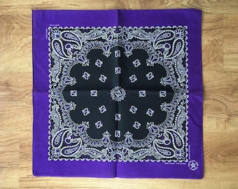 Vintage Eggplant Purple, Black and White Bandana