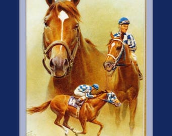 Secretariat Ron Turcotte Fred Stone 11x14 Double Matted 8x10 Art Print Greatest Ever Triple Crown winning Race Horse